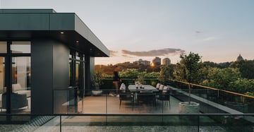 Terrace with view on sunset