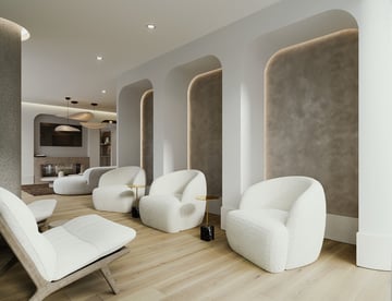 Lounge with white armchair